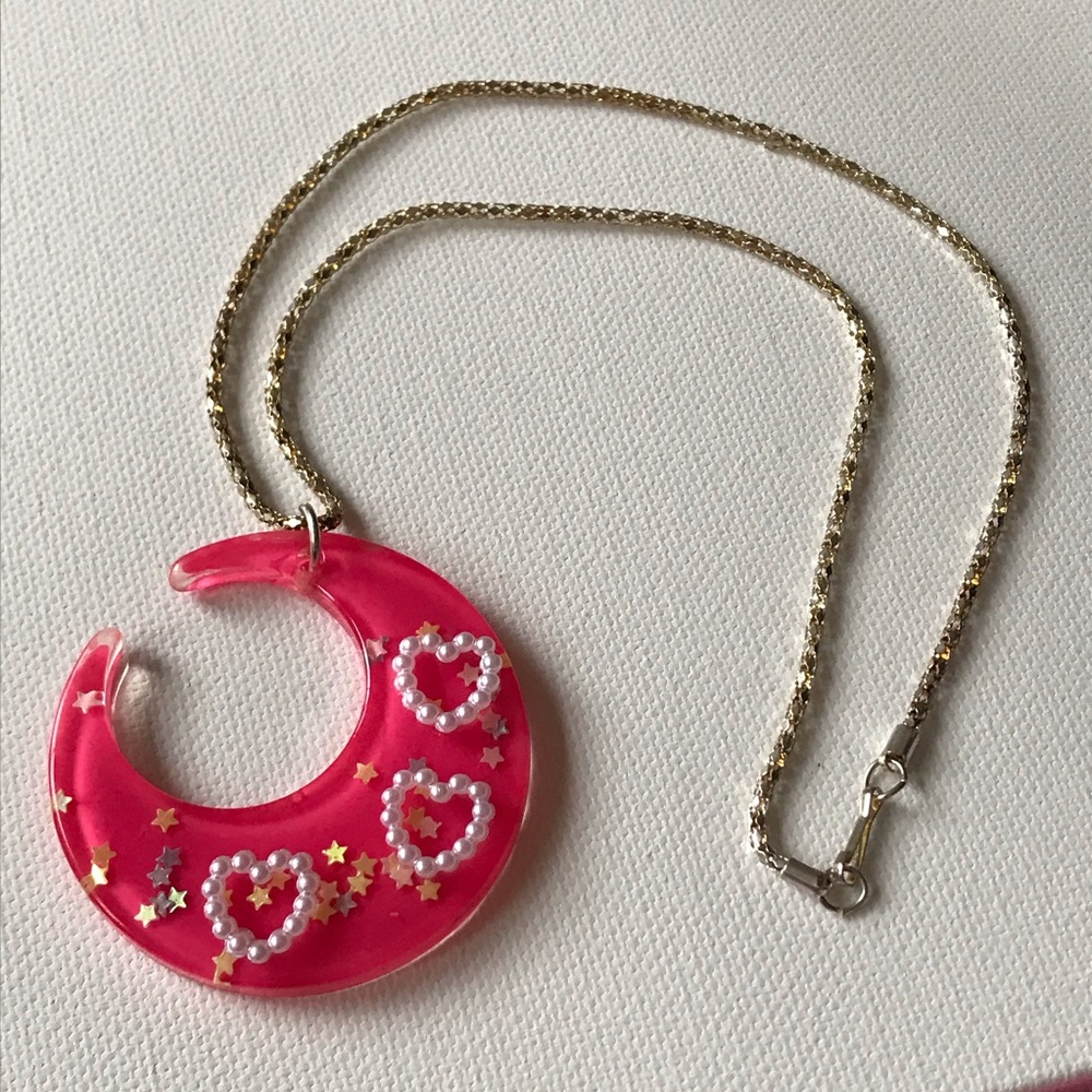 Crescent Moon Heart Necklace